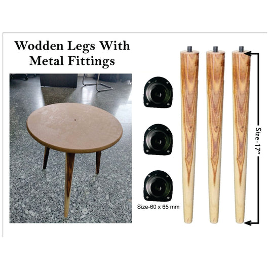 Wooden Legs With Metal Fitting (3pcs set)